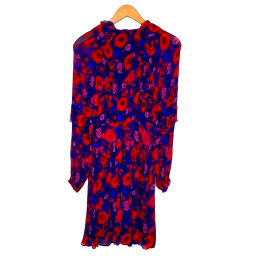 Womens Jigsaw Autumn Floral Crinkled Ruffled Dress Purple Blue Orange, Size 4 - Picture 3 of 5